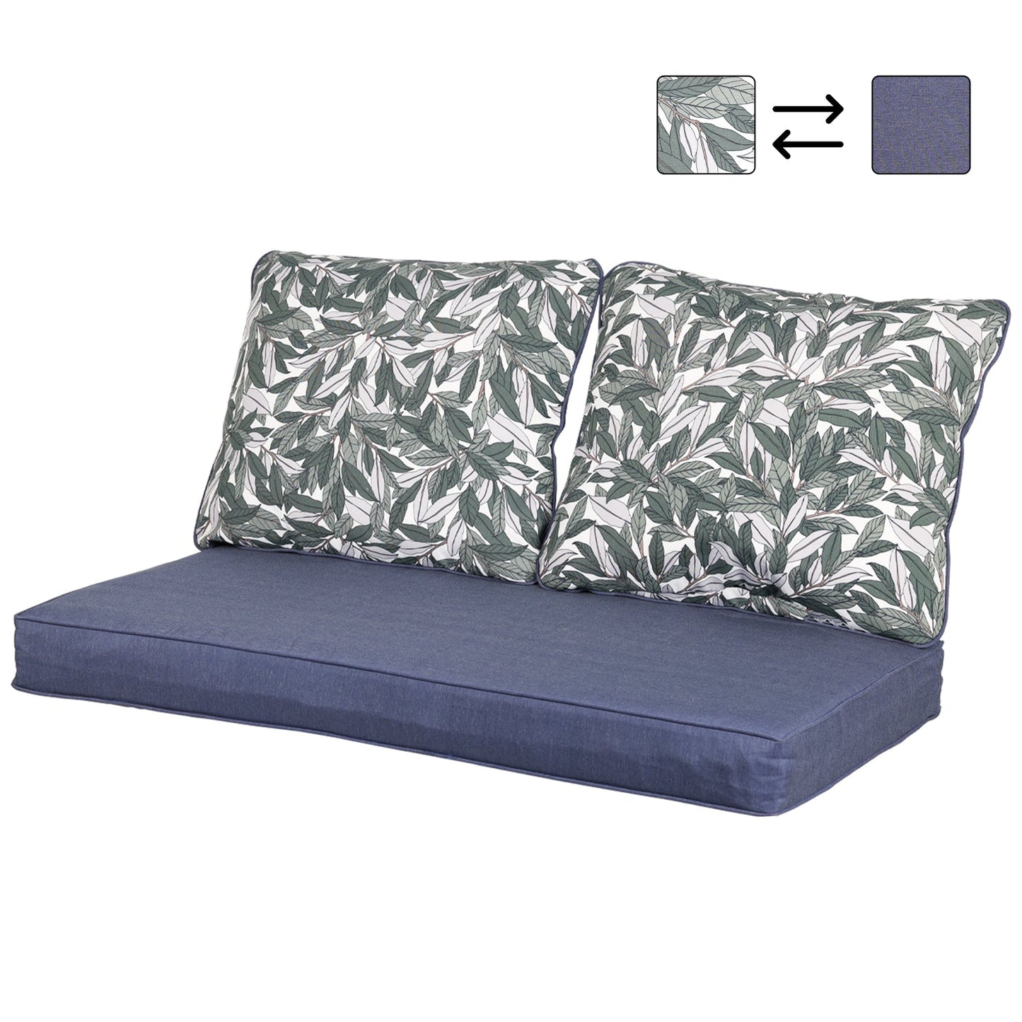 46.5"x24.4"x3.9" Loveseat Cushions Set, Deep Seating Bench Cushions with Dust Jacket  - 3 Piece Set CUSHION Aoodor LLC Botanical Blue  