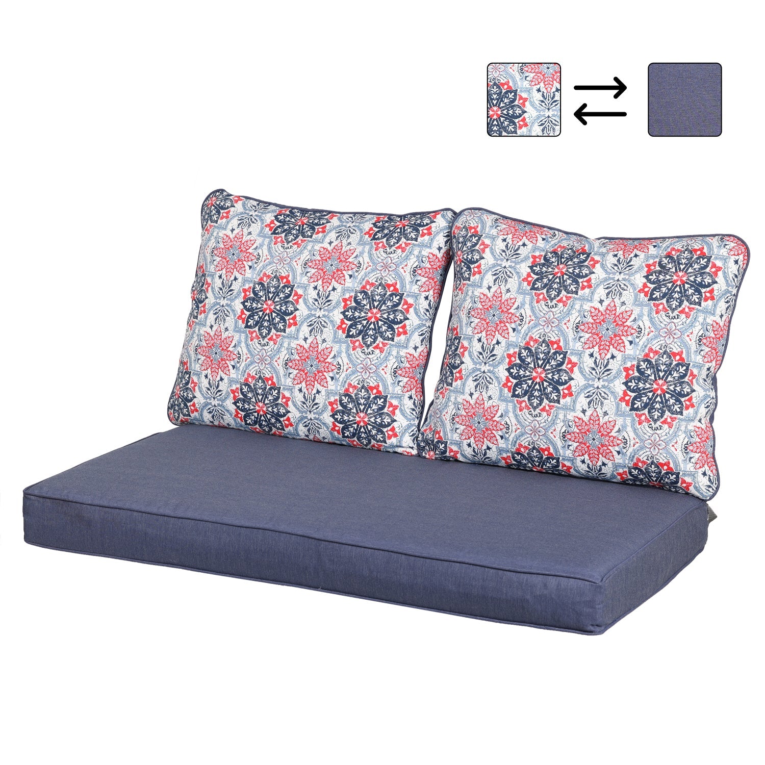 46.5"x24.4"x3.9" Loveseat Cushions Set, Deep Seating Bench Cushions with Dust Jacket  - 3 Piece Set CUSHION Aoodor LLC Botanical Red  