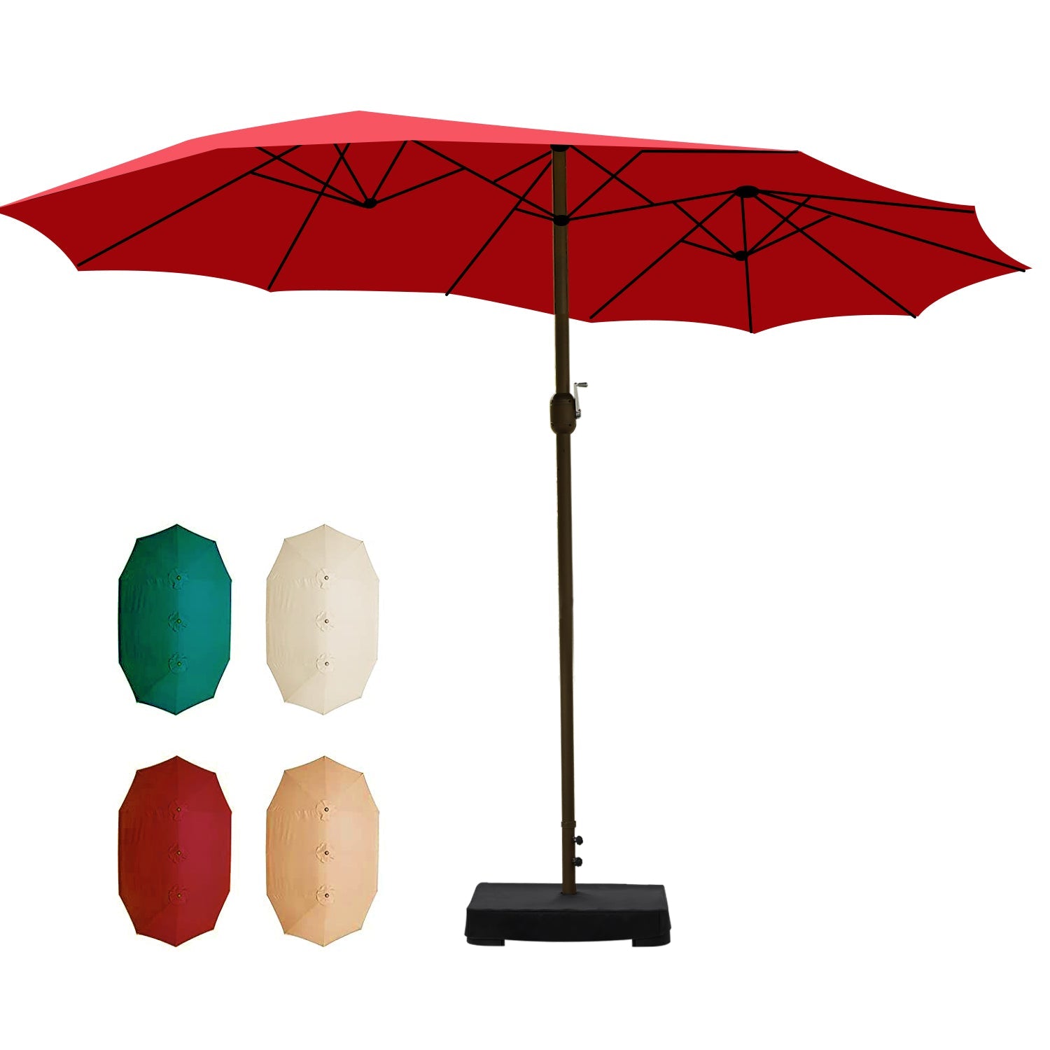 Market Umbrella with Base Stand 15 Ft. Furniture Aoodor Wine Red  