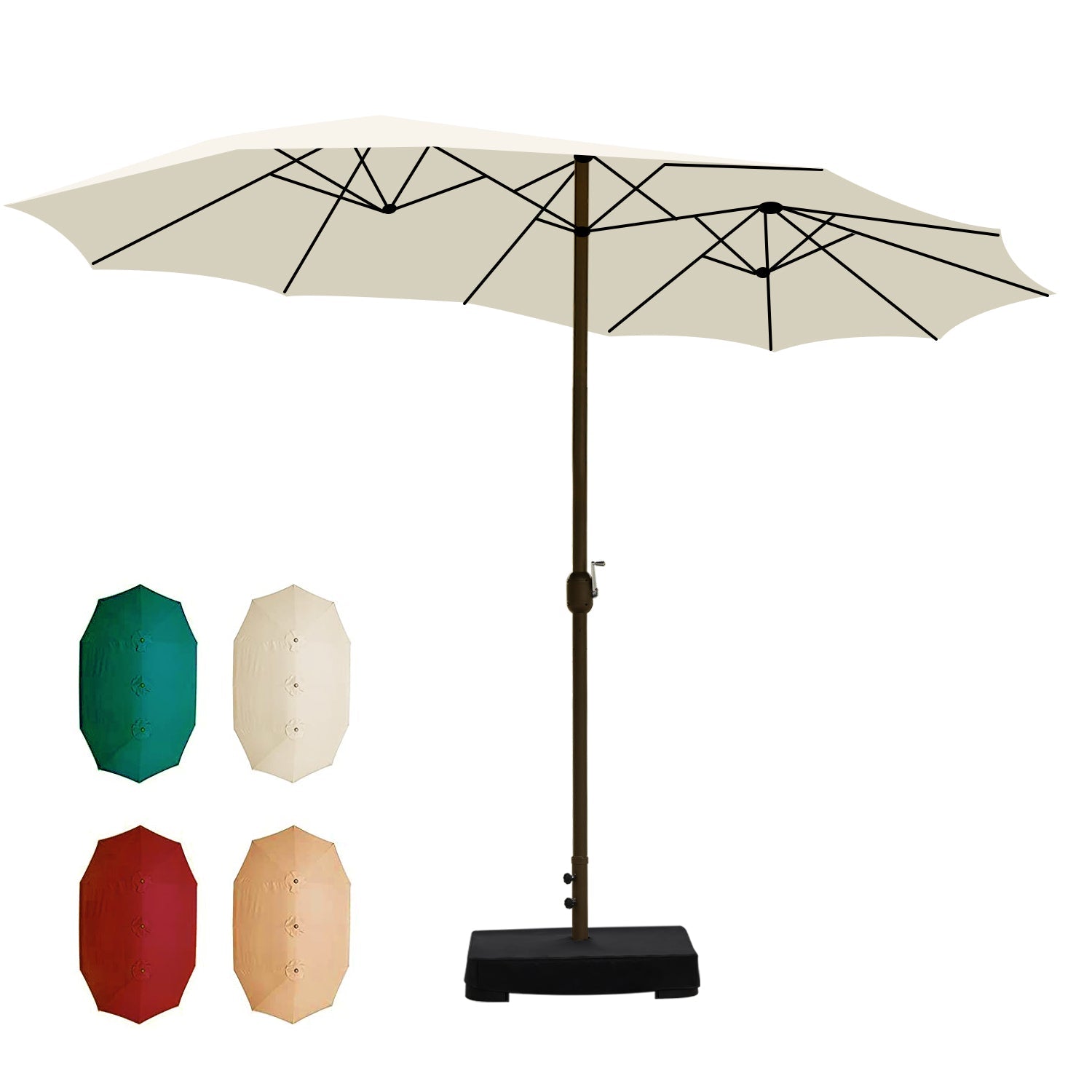 Market Umbrella with Base Stand 15 Ft. Furniture Aoodor Beige  