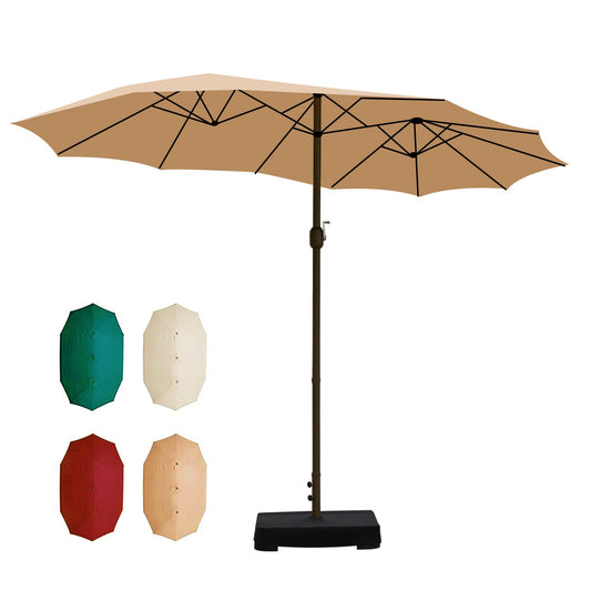 Market Umbrella with Base Stand 15 Ft. Furniture Aoodor Brown  