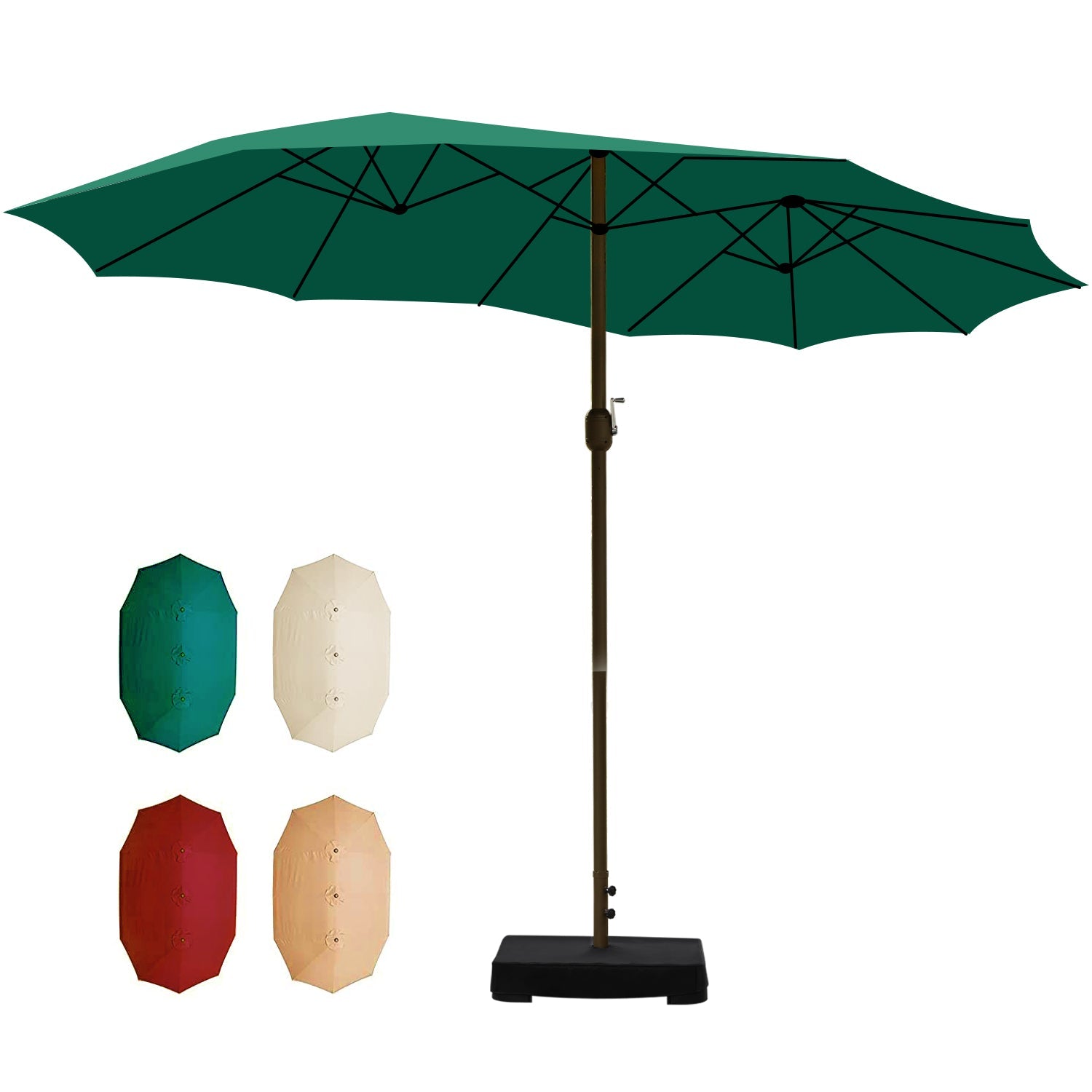 Market Umbrella with Base Stand 15 Ft. Furniture Aoodor Green  
