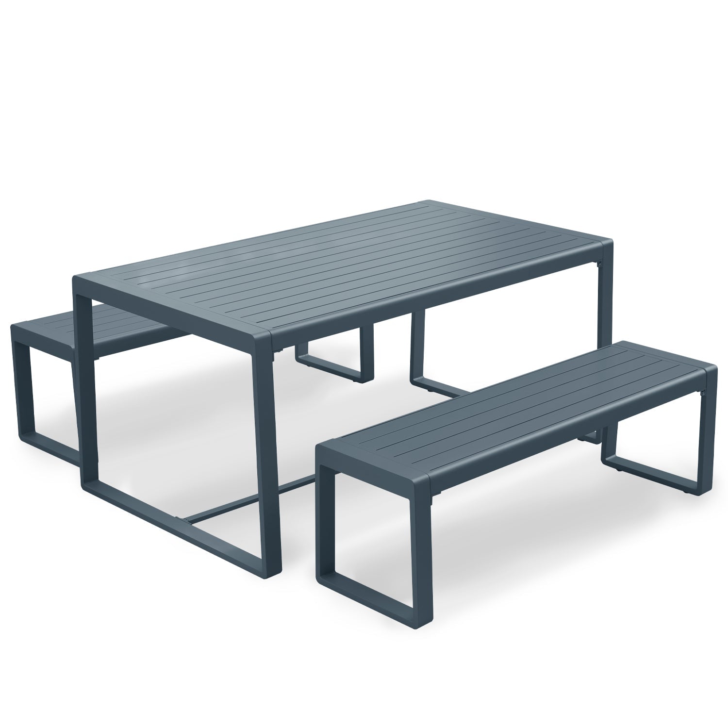 Outdoor 3-Piece Aluminum Picnic Table Set,  Rectangular Patio Dining Table with Benches Furniture Aoodor LLC Black  