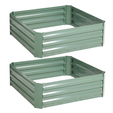 Outdoor Raised Garden Bed 3' x 3' x 1' Galvanized Steel Planter Box - Set of 2  Aoodor  Green  