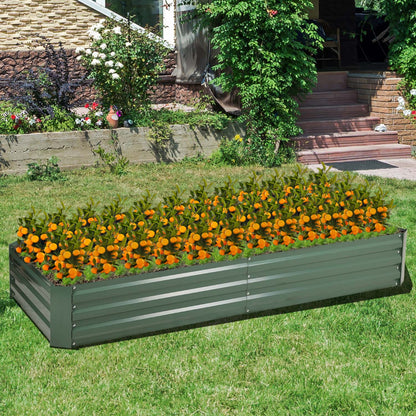 Outdoor Raised Garden Bed 6' x 3' /8' x 4' - Reinforced Galvanized Steel Planter Box for Vegetables, Patio, Outdoor Yard Planter Aoodor   