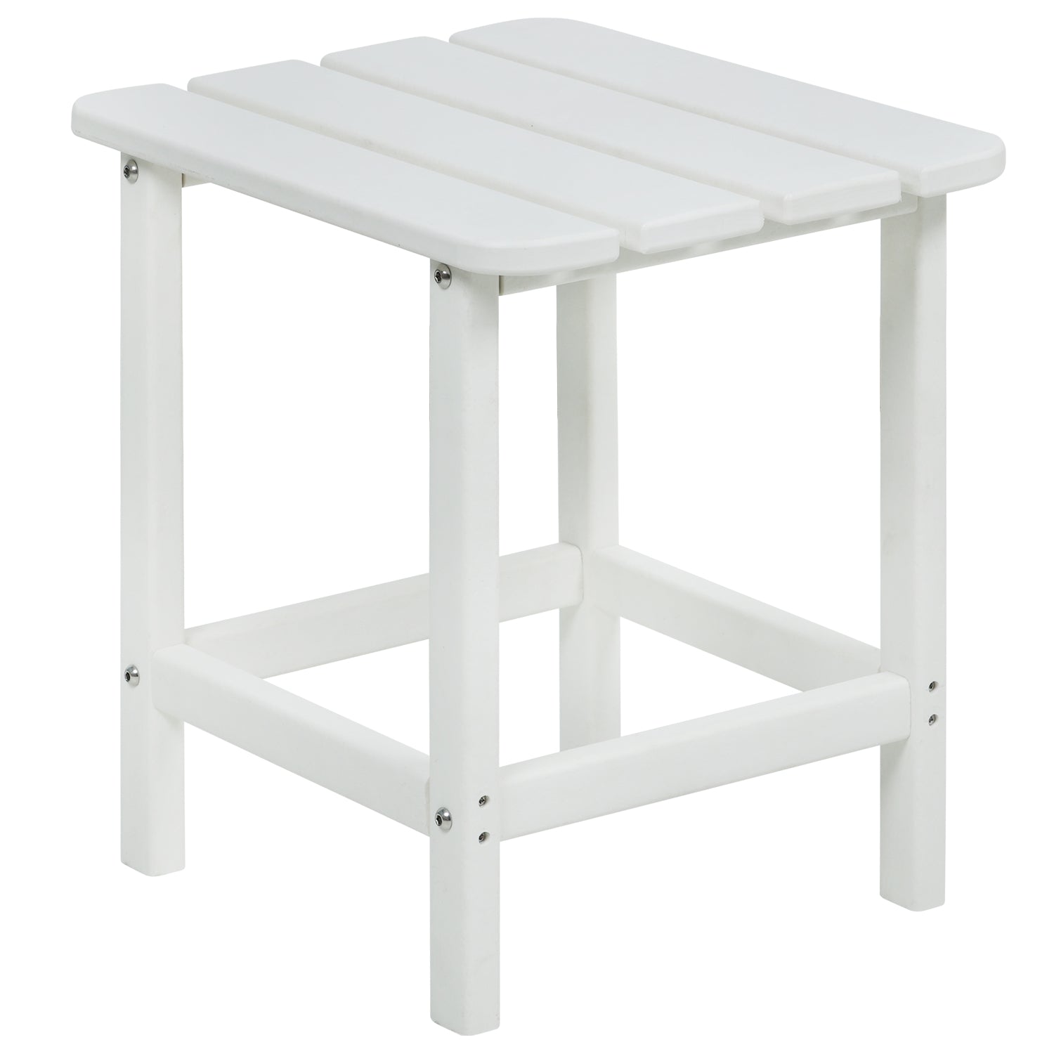 Outdoor Side Table, Square Adirondack Patio End Table for Patio, Pool, Porch Furniture Aoodor White  