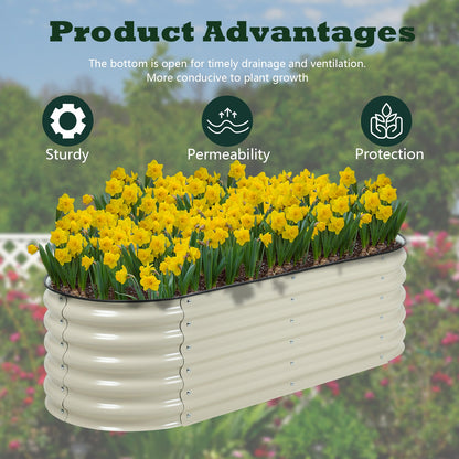 Oval Modular Aluzinc Raised Garden Bed- Silver Planter Aoodor LLC   