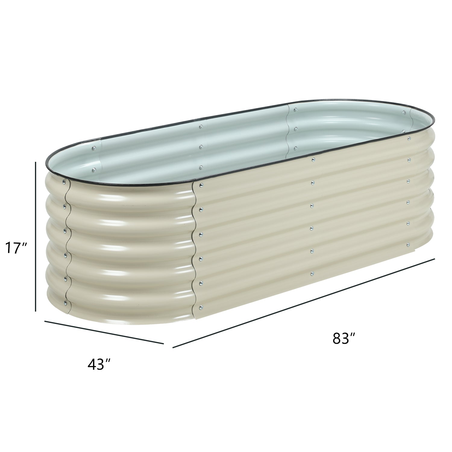 Oval Modular Aluzinc Raised Garden Bed- Silver Planter Aoodor LLC   