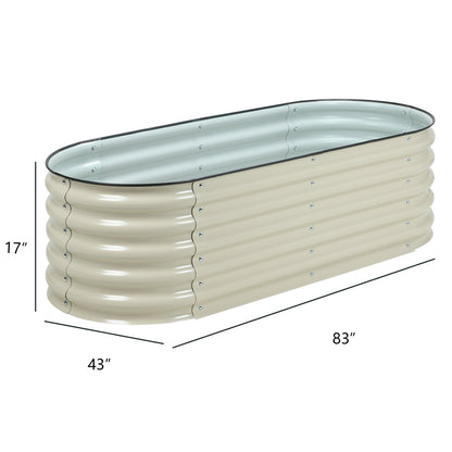 Oval Modular Aluzinc Raised Garden Bed- Silver Planter Aoodor LLC   