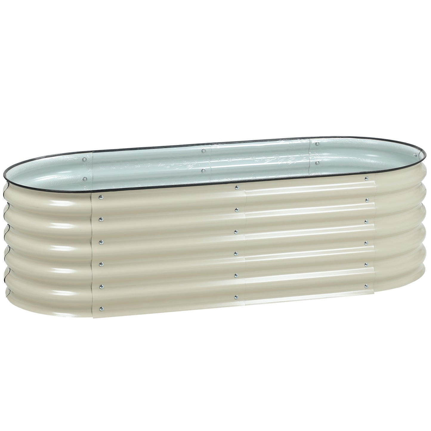 Oval Modular Aluzinc Raised Garden Bed- Silver Planter Aoodor LLC 60'' x 24'' x 17'' White 