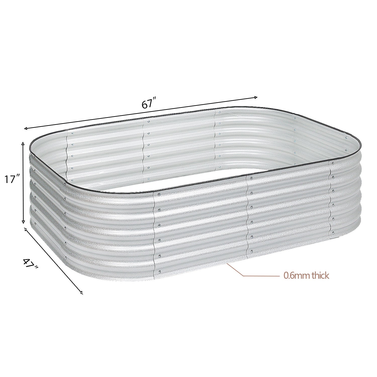 Oval Modular Aluzinc Raised Garden Bed- Silver Planter Aoodor LLC   
