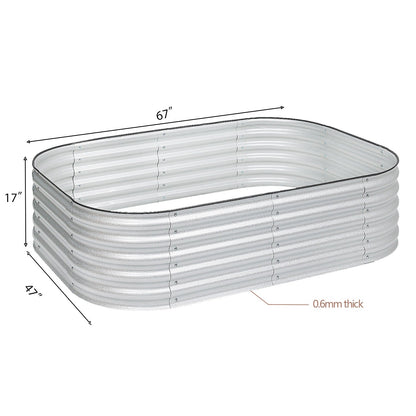 Oval Modular Aluzinc Raised Garden Bed- Silver Planter Aoodor LLC   