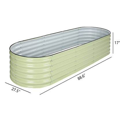 Oval Modular Aluzinc Raised Garden Bed- Silver Planter Aoodor LLC   