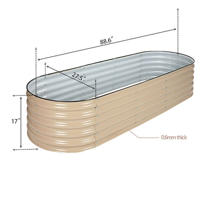 Oval Modular Aluzinc Raised Garden Bed- Silver Planter Aoodor LLC   