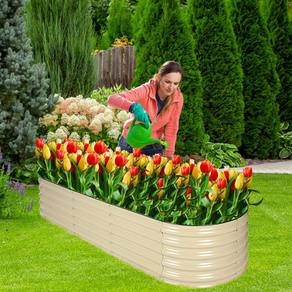 Oval Modular Aluzinc Raised Garden Bed- Silver Planter Aoodor LLC   