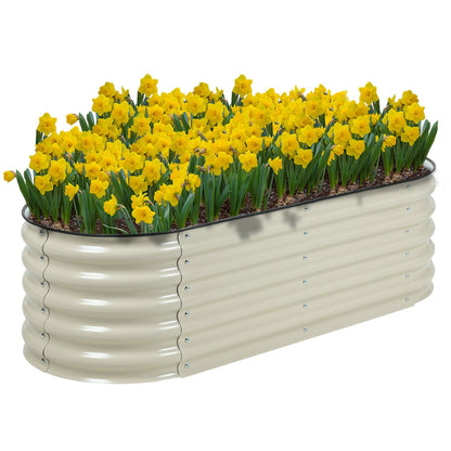 Oval Modular Aluzinc Raised Garden Bed- Silver Planter Aoodor LLC   