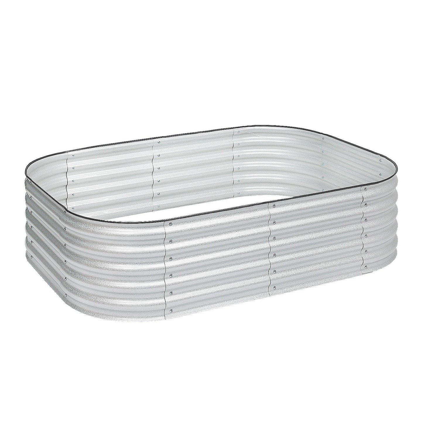 Oval Modular Aluzinc Raised Garden Bed- Silver Planter Aoodor LLC 67''x 47'' x 17'' White 