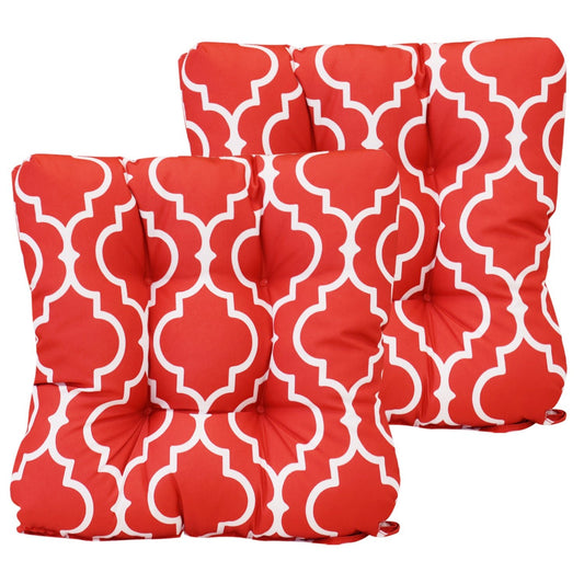 Patio Chair Cushion Fabric Slipcover Foam - Set of 2 CUSHION Aoodor Red/White Floral  