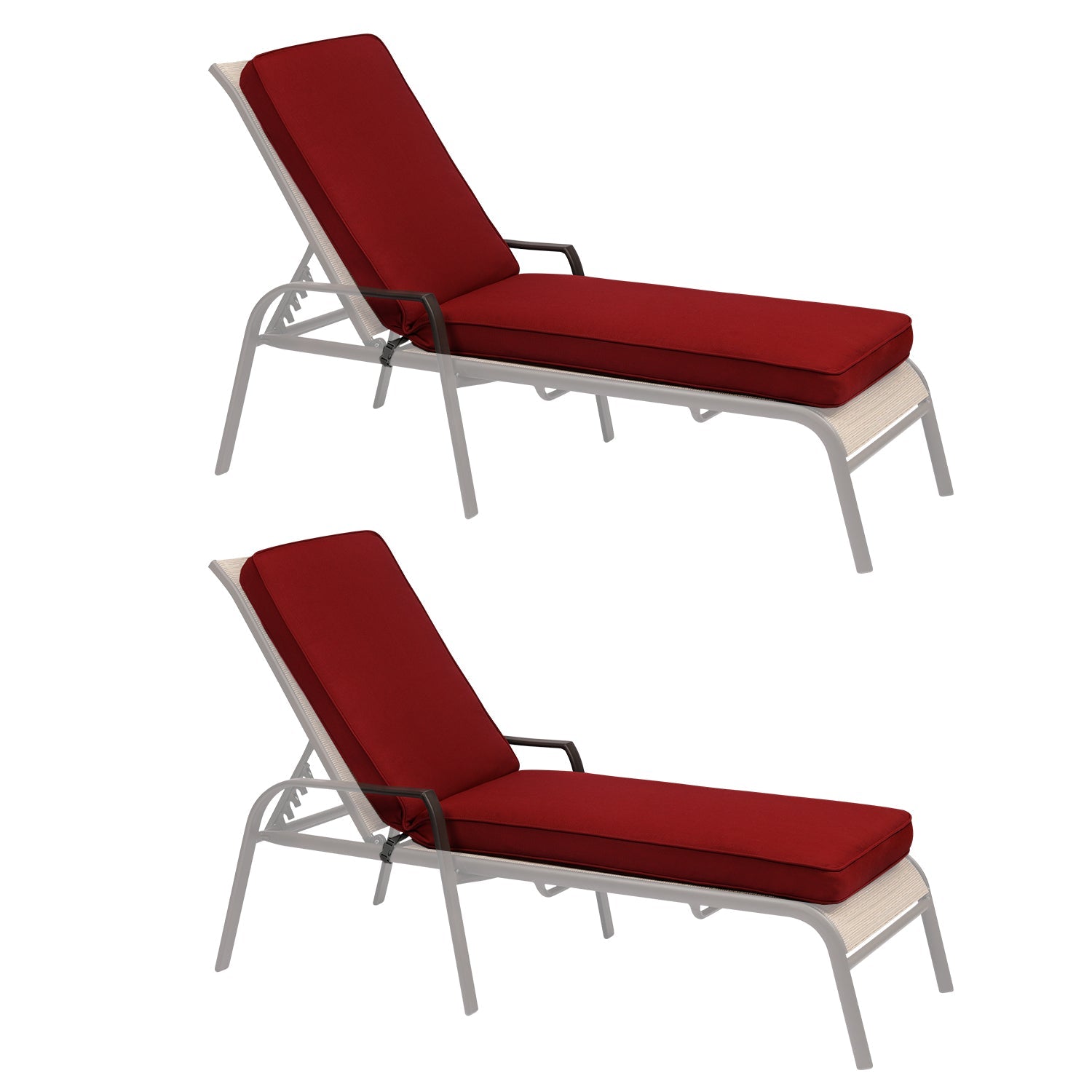 Patio Chaise Lounger Cushions Set of 2, Olefin Fabric, Water-Resistant, 72x21x3 Inches(Only Cushions) CUSHION Aoodor Wine Red  
