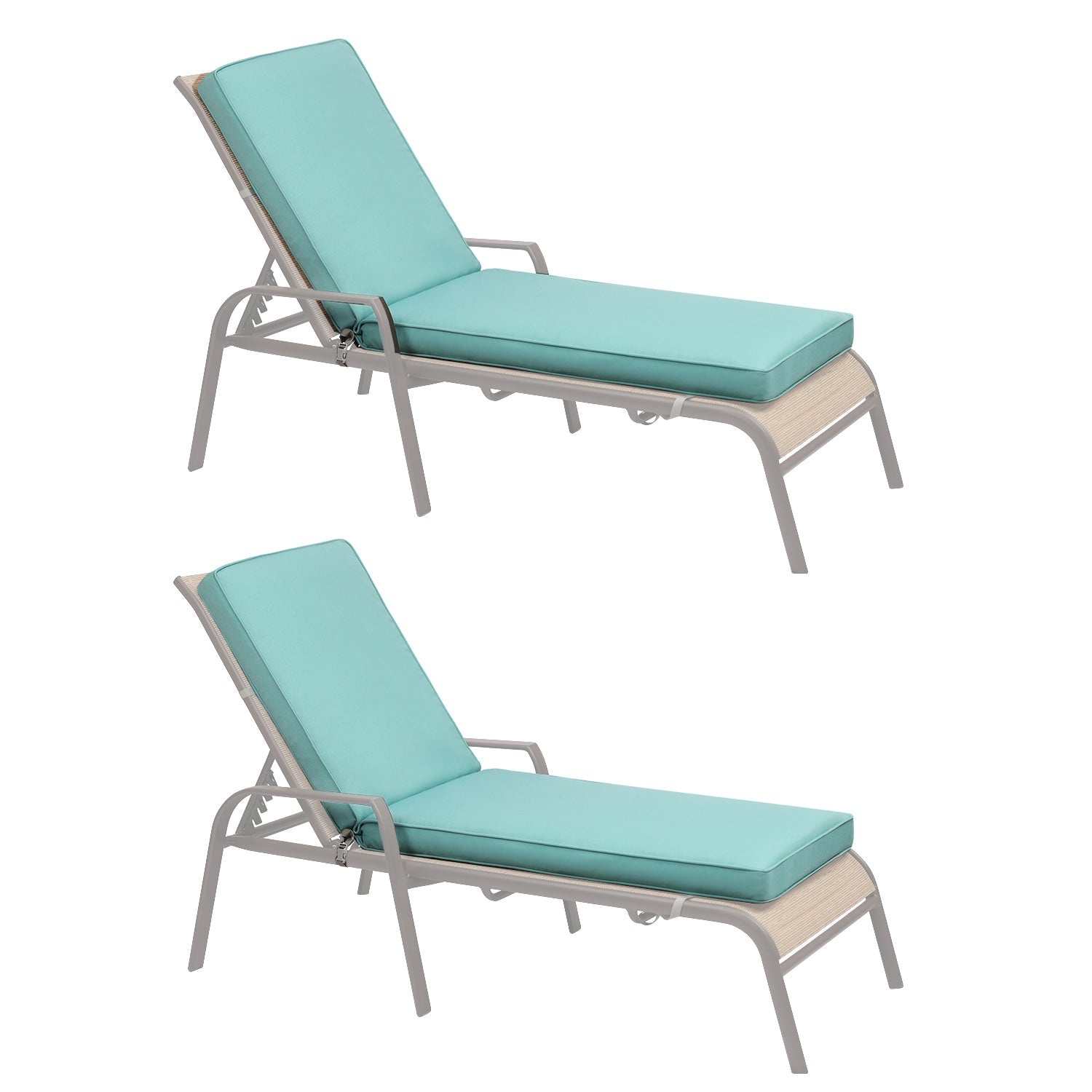 Patio Chaise Lounger Cushions Set of 2, Olefin Fabric, Water-Resistant, 72x21x3 Inches(Only Cushions) CUSHION Aoodor Lake Blue  