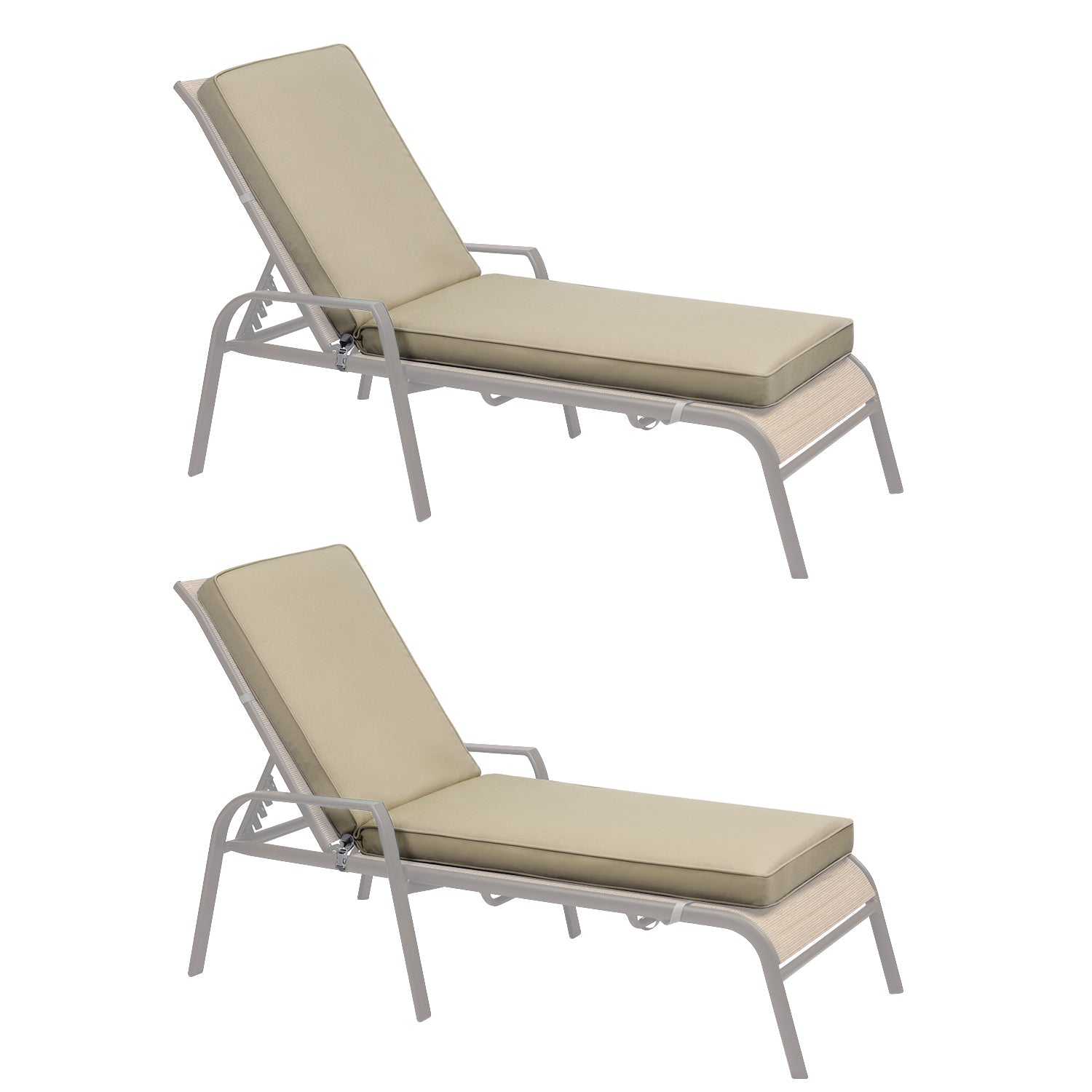 Patio Chaise Lounger Cushions Set of 2, Olefin Fabric, Water-Resistant, 72x21x3 Inches(Only Cushions) CUSHION Aoodor Brown  