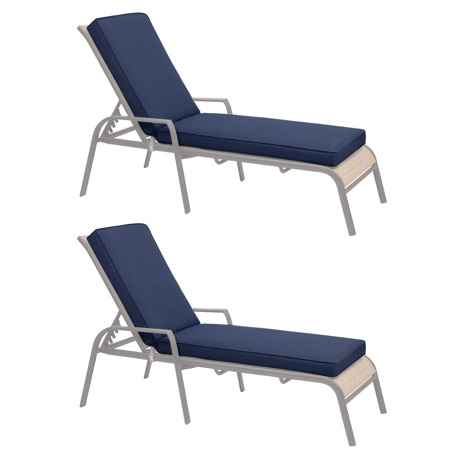 Patio Chaise Lounger Cushions Set of 2, Olefin Fabric, Water-Resistant, 72x21x3 Inches(Only Cushions) CUSHION Aoodor Dark Blue  