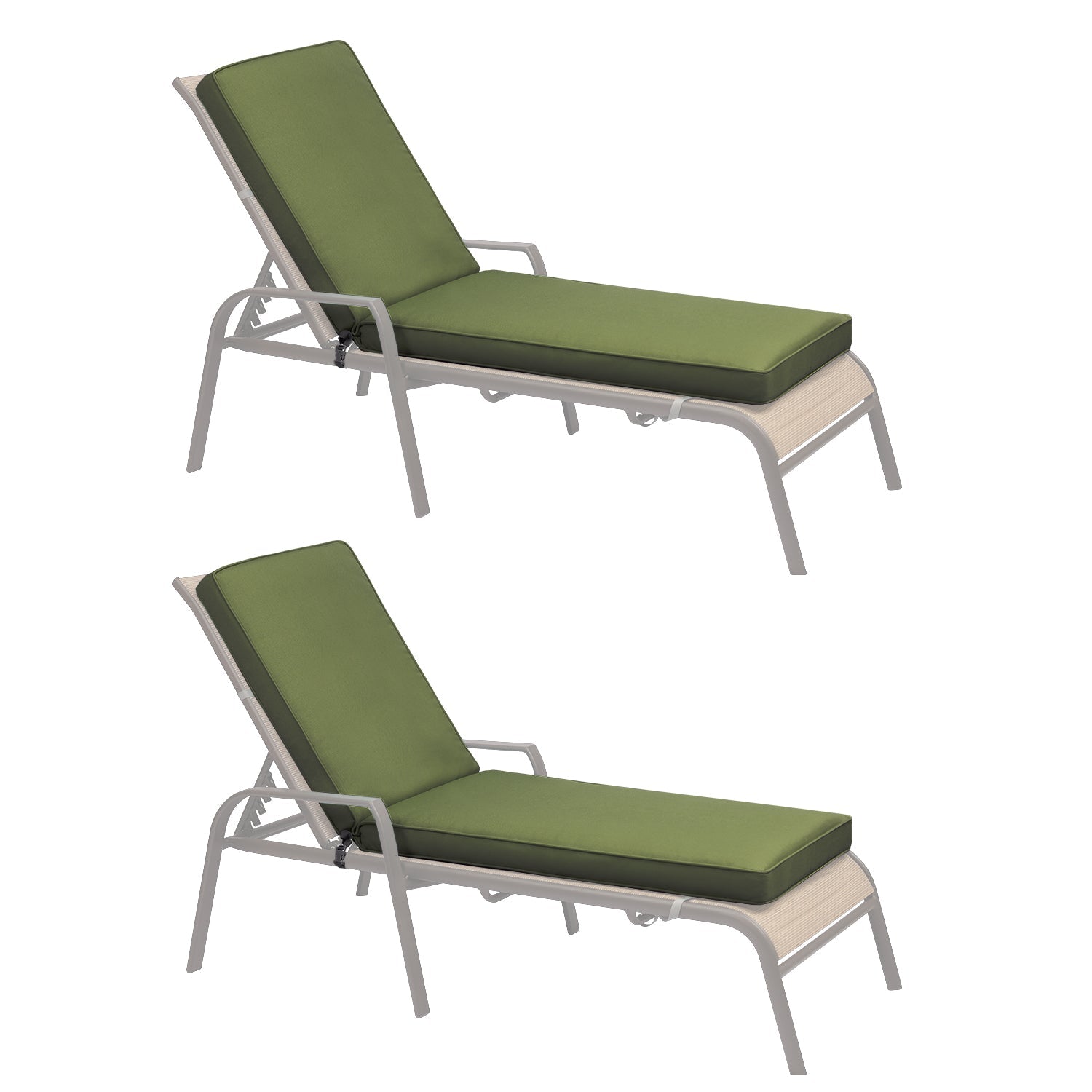 Patio Chaise Lounger Cushions Set of 2, Olefin Fabric, Water-Resistant, 72x21x3 Inches(Only Cushions) CUSHION Aoodor Green  
