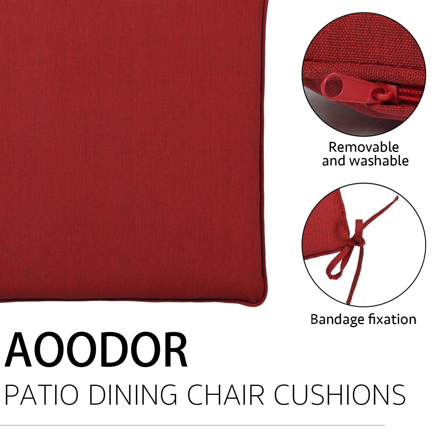 Patio Dinning Chair Cushion with Ties 19.7''X 18.9'' - Set of 4 CUSHION Aoodor   