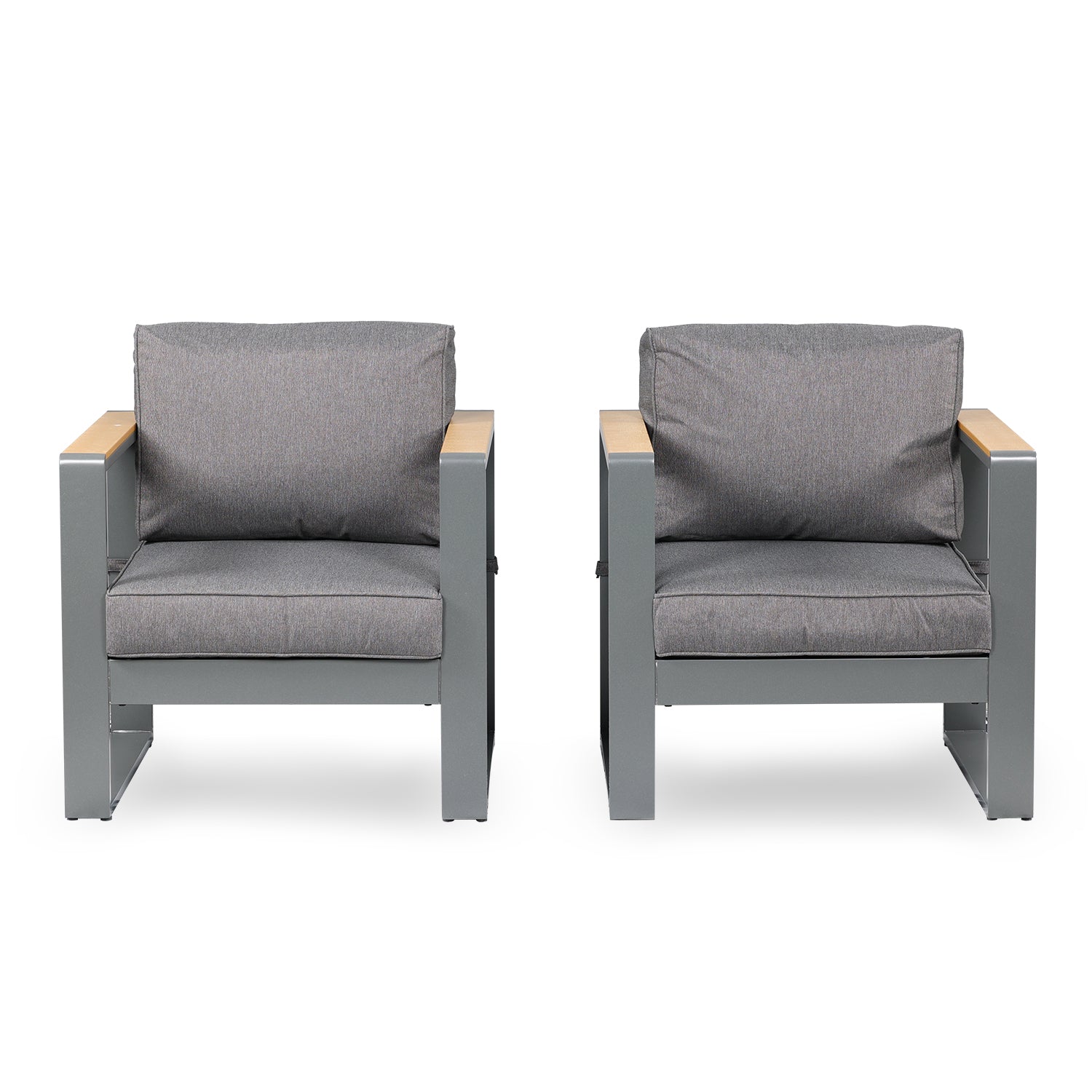 2 PCS Armchairs Aluminum Sofa Couch Deep Seat with Thick Cushions Furniture Aoodor LLC Sofa 2 PCS Dark Grey 