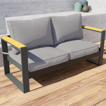 Patio Furniture Loveseat Aluminum Sofa Couch Deep Seat - All-Weather Resistant Outdoor Conversation Set with Thick Cushions Furniture Aoodor LLC   