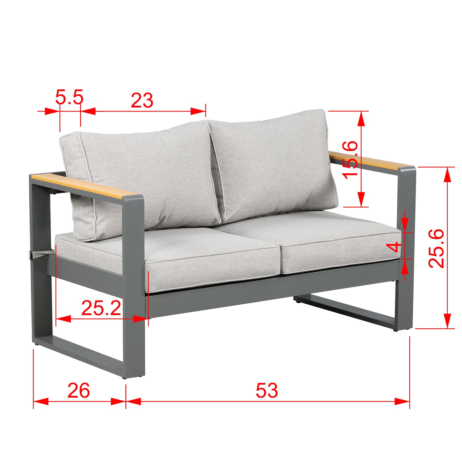 Patio Furniture Loveseat Aluminum Sofa Couch Deep Seat - All-Weather Resistant Outdoor Conversation Set with Thick Cushions Furniture Aoodor LLC   