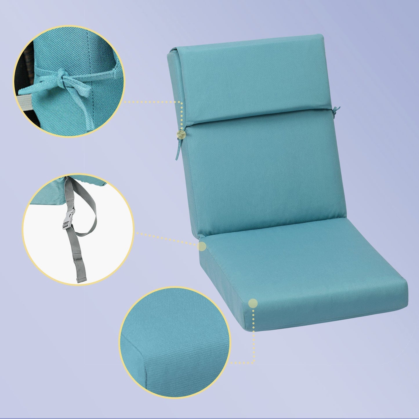 High Back Chair Cushions Set of 4, UV-Protected & Water-Resistant, 46x21x4 Inches CUSHION Aoodor   