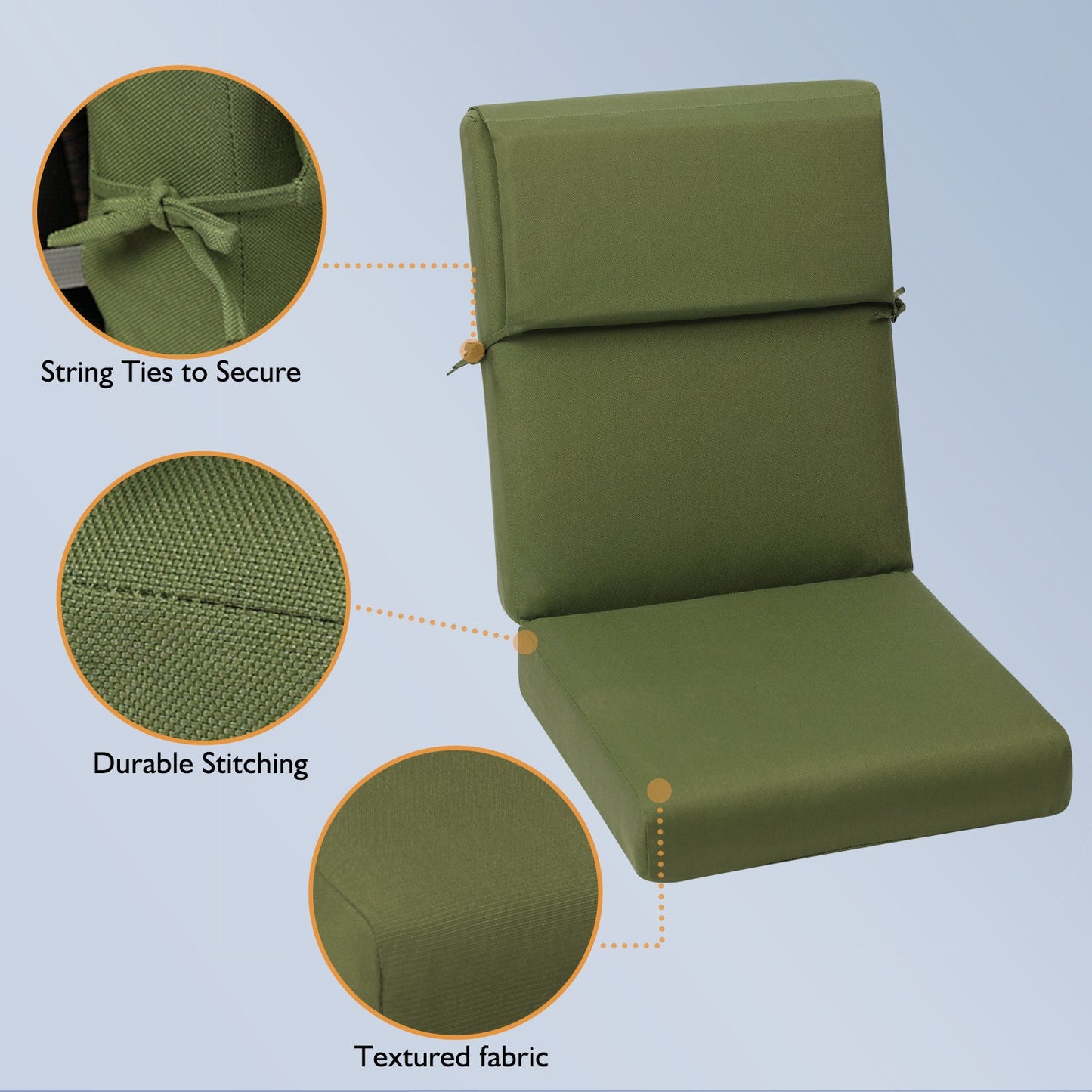 High Back Chair Cushions Set of 4, UV-Protected & Water-Resistant, 46x21x4 Inches CUSHION Aoodor   