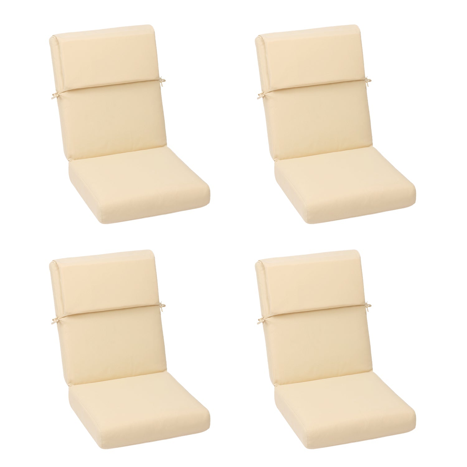 High Back Chair Cushions Set of 4, UV-Protected & Water-Resistant, 46x21x4 Inches CUSHION Aoodor Beige  