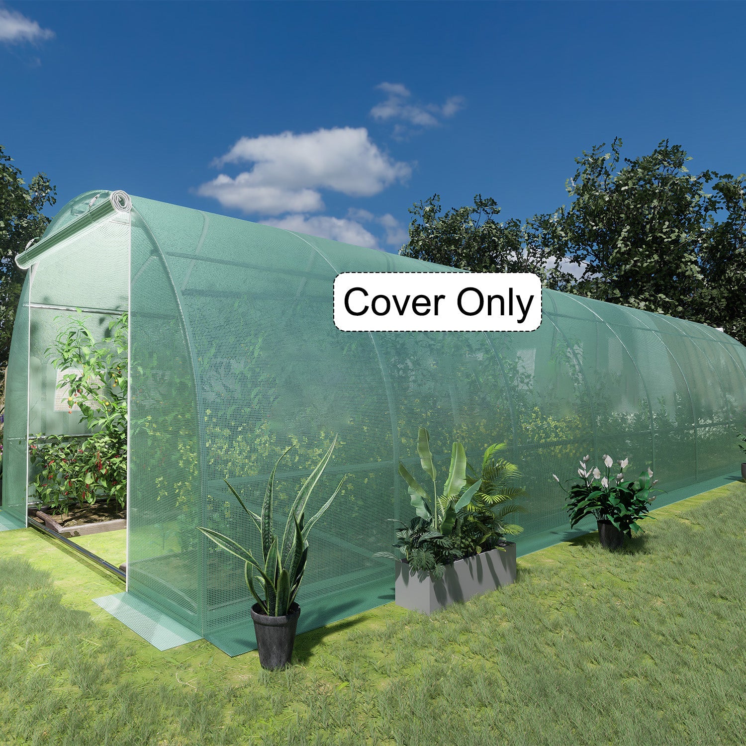 PE Greenhouse Cover 20'×10'×6.6', UV & Low Temperature Resistant & Waterproof & Durable  Aoodor    