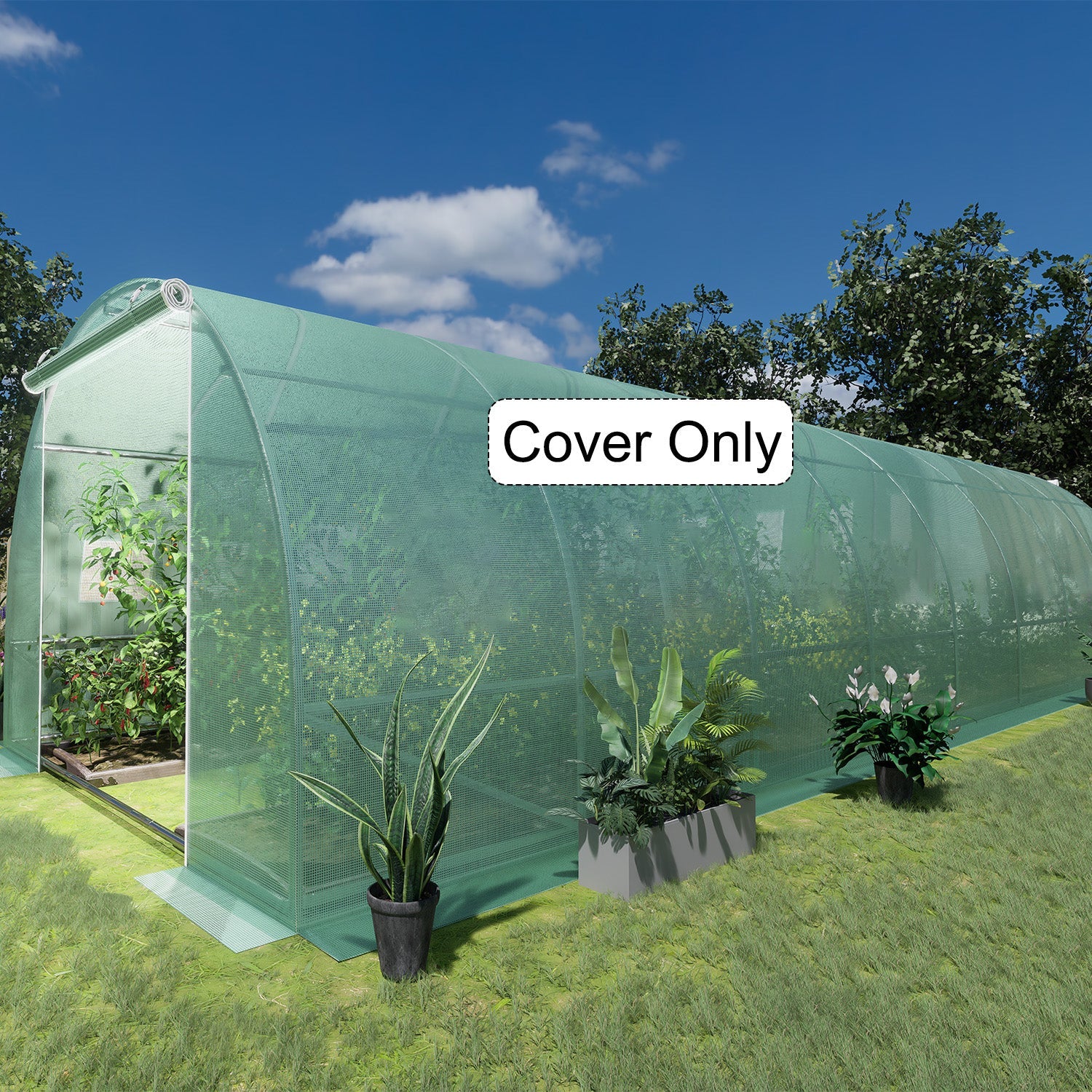 PE Plastic Sheet Greenhouse Cover 26'×10'×6.6', UV & Low Temperature Resistant & Waterproof & Durable, Suitable for Greenhouses-Green - Aoodor