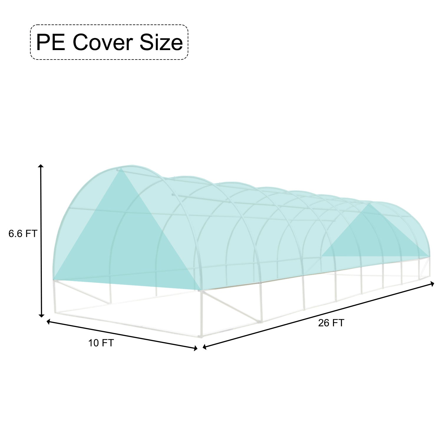 PE Greenhouse Cover 26'×10'×6.6', UV & Low Temperature Resistant & Waterproof & Durable  Aoodor    