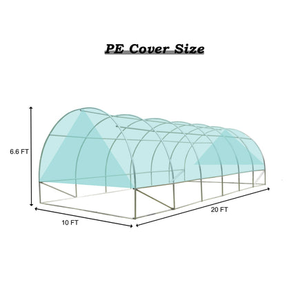 PE Plastic Sheet Greenhouse Cover20'×10'×6.6', UV & Low Temperature Resistant & Waterproof & Durable, Suitable for Greenhouses-White - Aoodor