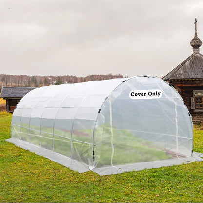 PE Plastic Sheet Greenhouse Cover20'×10'×6.6', UV & Low Temperature Resistant & Waterproof & Durable, Suitable for Greenhouses-White - Aoodor