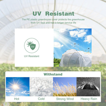 PE Greenhouse Cover20'×10'×6.6', UV & Low Temperature Resistant & Waterproof & Durable-White  Aoodor    