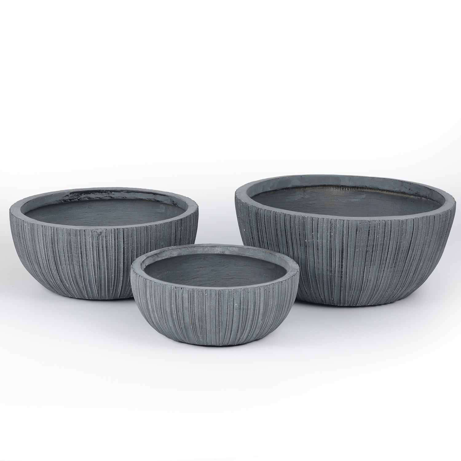 Plant Pots with Drain Hole Set of 3 Planter Aoodor LLC 16.8''D +14.4''D + 11.4''D Grey 