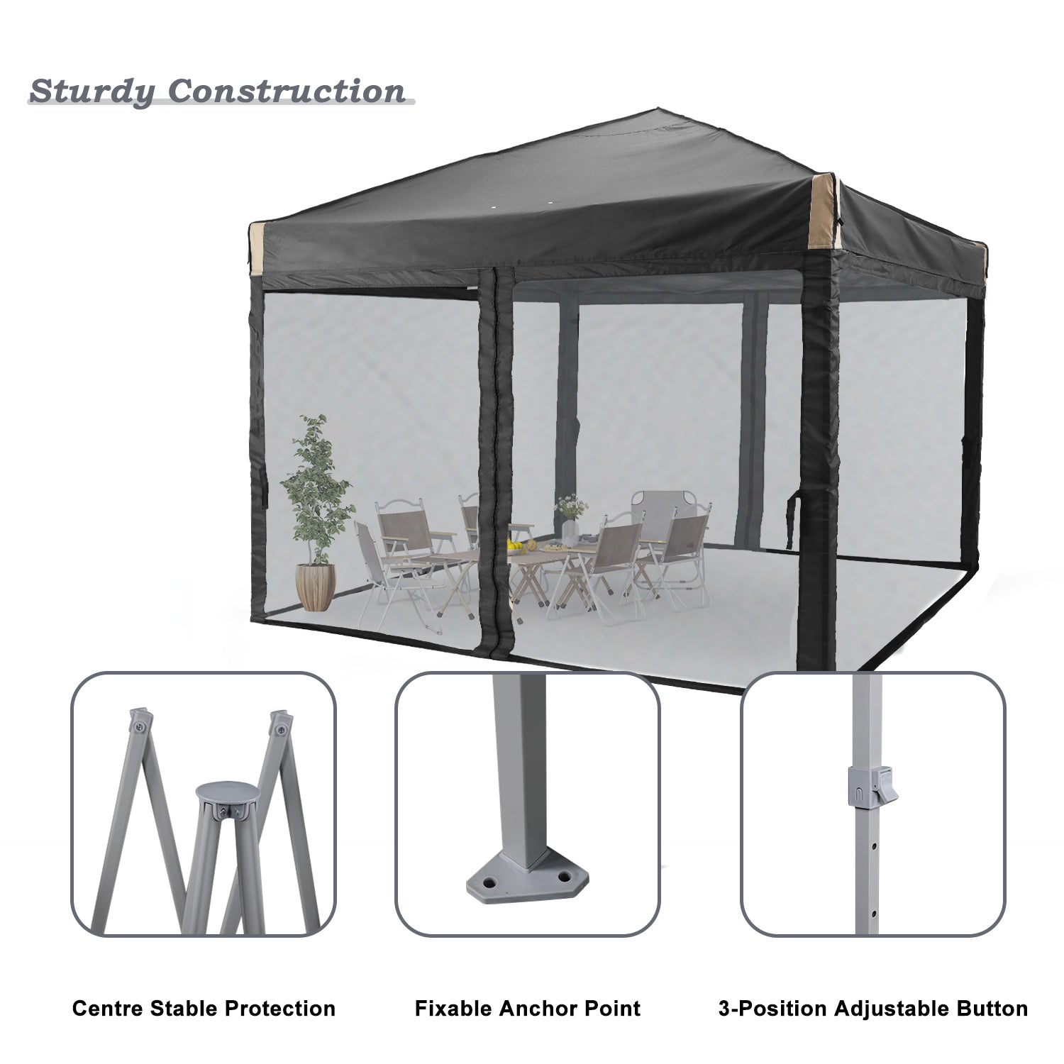 Pop Up Canopy Tent with Removable Mesh Sidewalls Gazebo part Aoodor LLC   