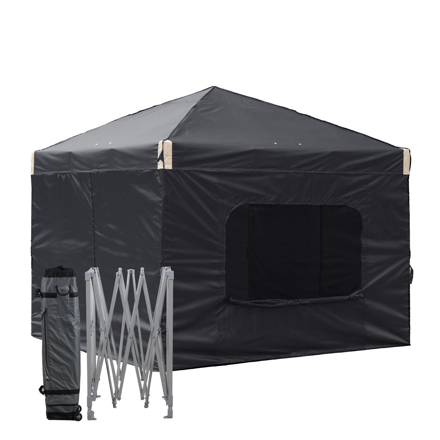 Pop Up Canopy Tent with Removable Mesh Window Sidewalls Gazebo part Aoodor LLC 12'×12' Black 