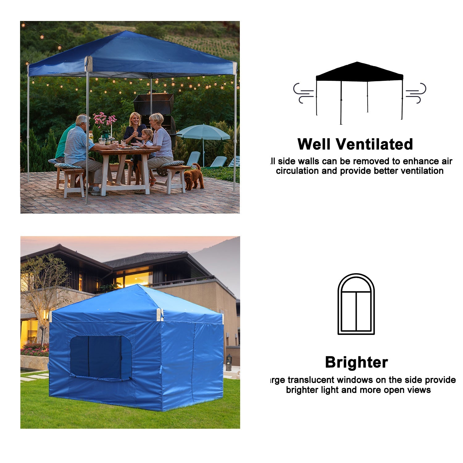 Pop Up Canopy Tent with Removable Mesh Window Sidewalls Gazebo part Aoodor LLC   