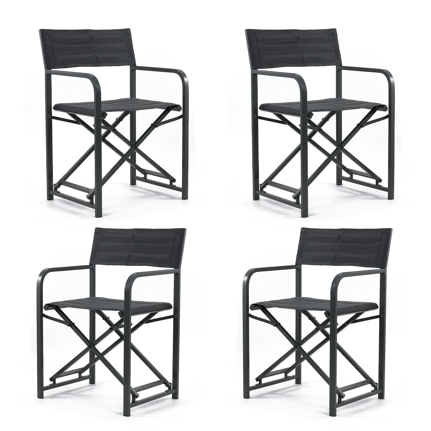 Portable Aluminum Camping Chair Furniture Aoodor LLC 4-piece Black 