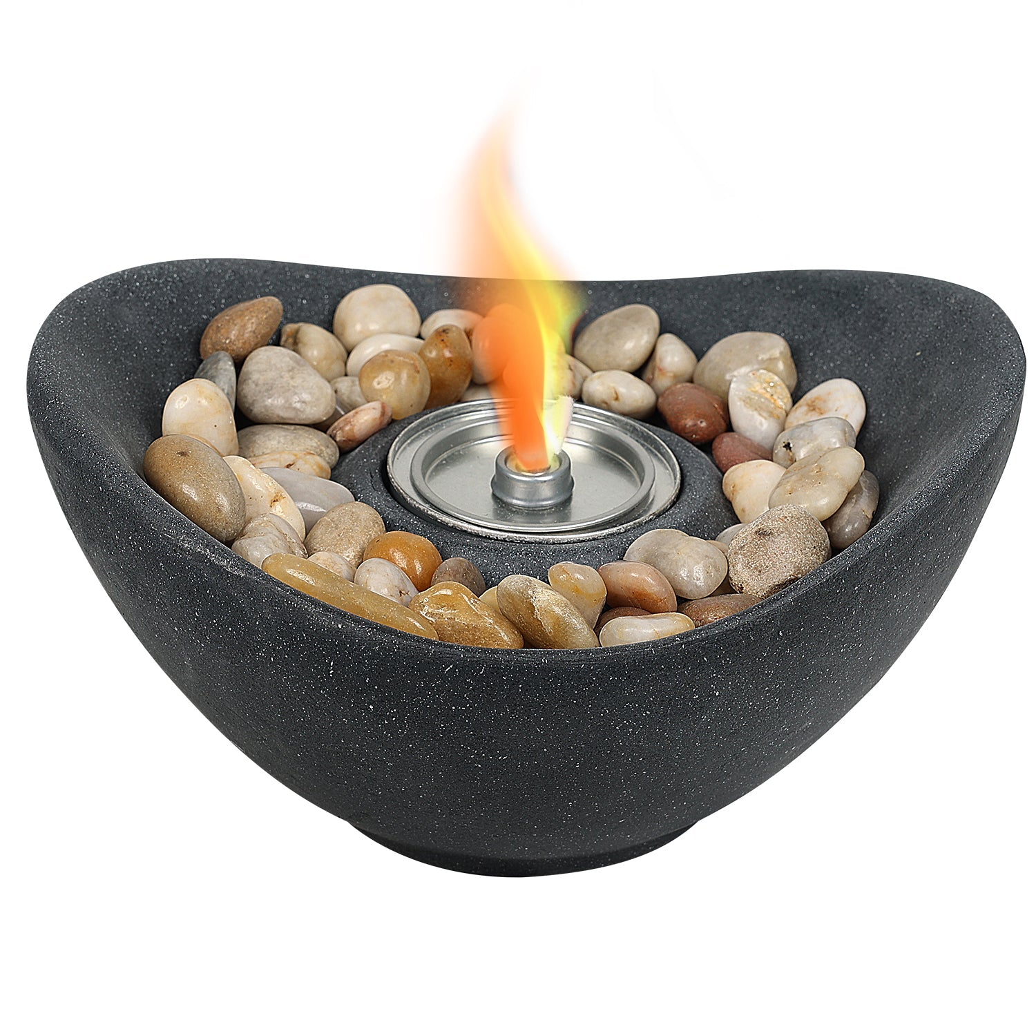 Portable Concrete Fire Pit - Indoor/Outdoor Tabletop Fireplace for Balcony, Patio Decor Tool Aoodor Graphite  