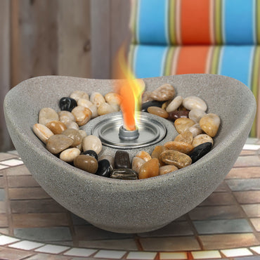 Portable Concrete Fire Pit - Indoor/Outdoor Tabletop Fireplace for Balcony, Patio Decor Tool Aoodor   