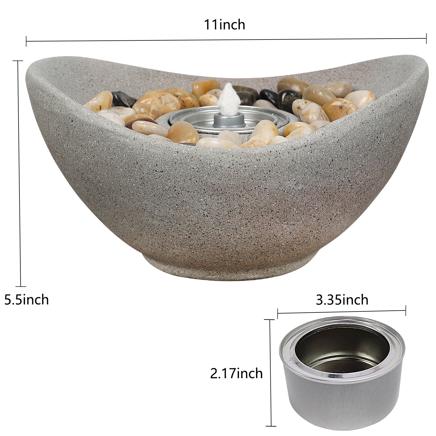Portable Concrete Fire Pit - Indoor/Outdoor Tabletop Fireplace for Balcony, Patio Decor - Aoodor
