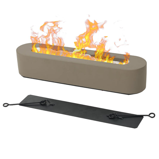 Portable Mini Concrete Tabletop Fire Pit , Compact Rectangular Design in Brown for Indoor & Outdoor - Bio Ethanol Fuel - Aoodor