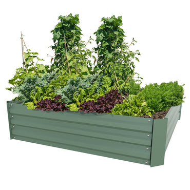 Raised Garden Bed 4' x 4' x 1' - Durable Metal Planter for Patio and Outdoor Yard - Aoodor